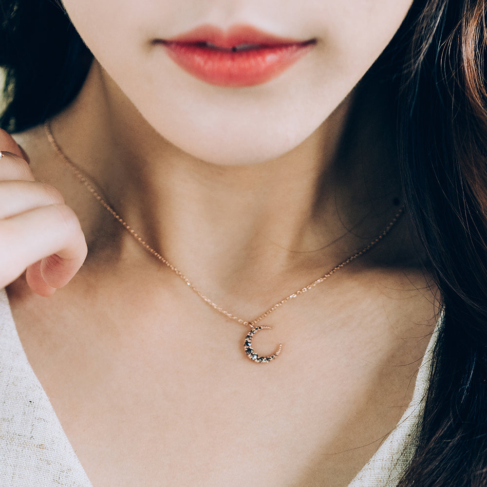 14k 18k moon gold necklace girlfriend gift anniversary