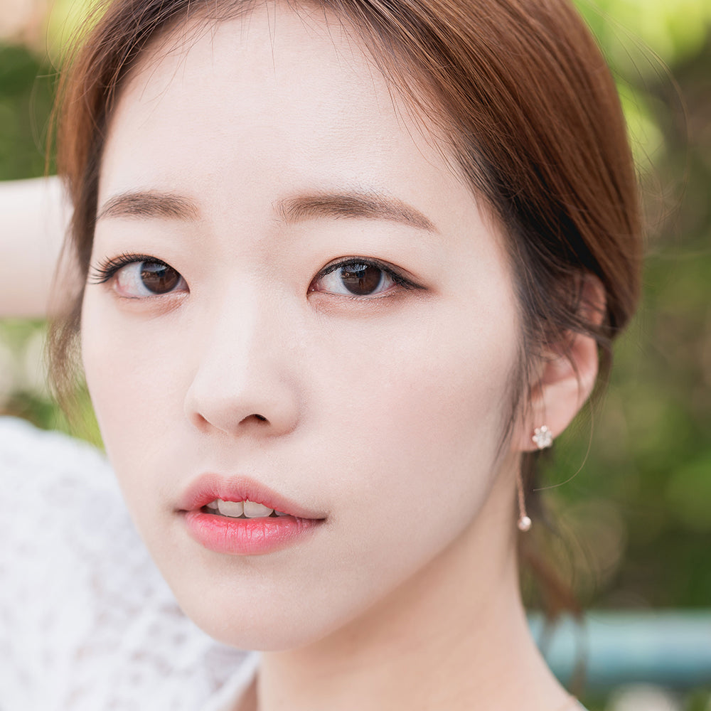 diamond earring 14k 18k gold earring flower dia drop earring