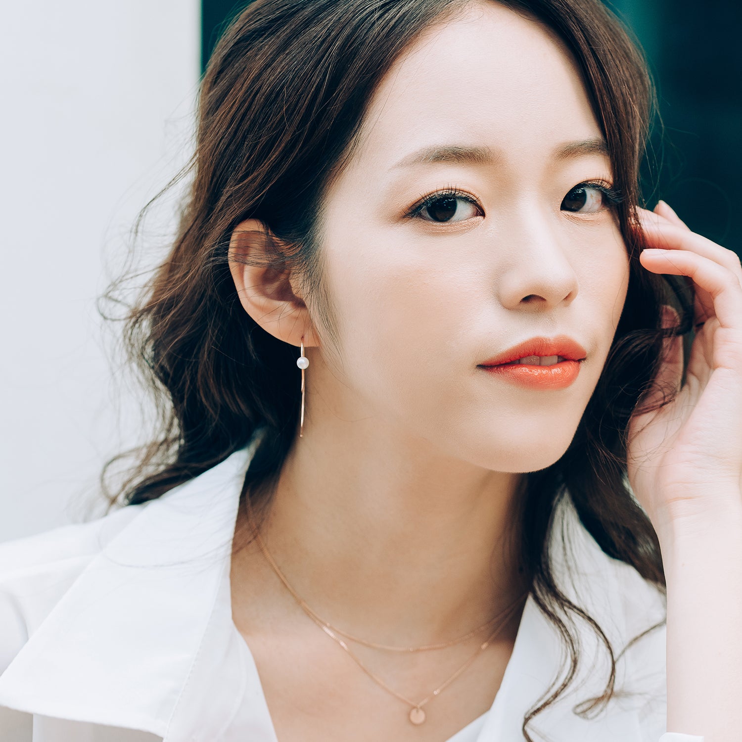 14k gold pearl earrings 18k round ong women Genuine cultured pearl