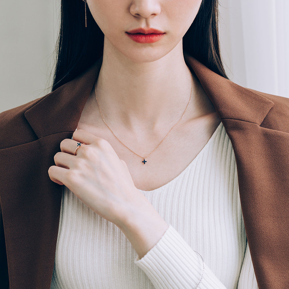 minimal pendant blue diamond A+++ 14k 18k necklace jewerly