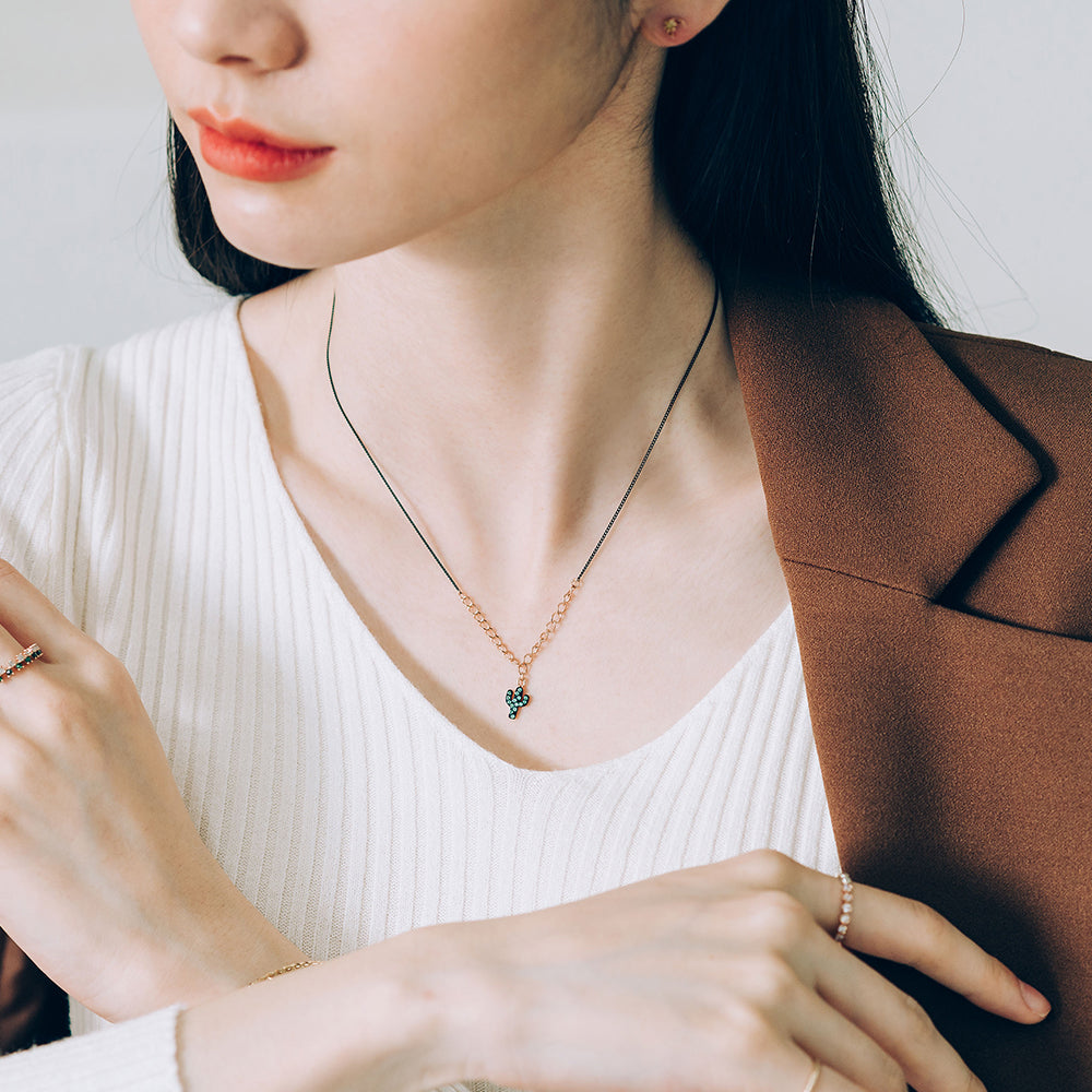 green diamond A+++ cactus gold necklace 14k 18k