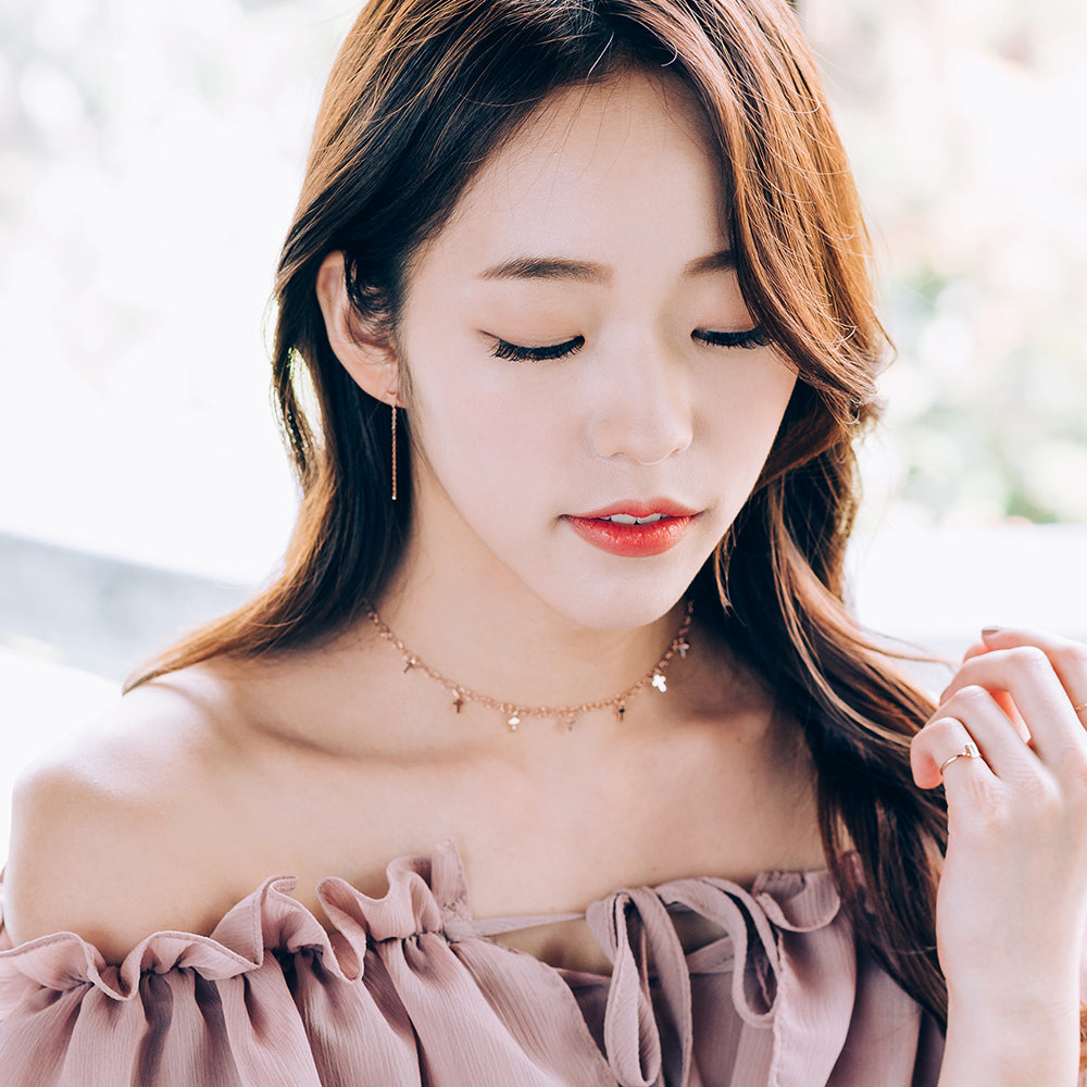 14k 18k black diamond GOLD chocker necklace chain handmand korea