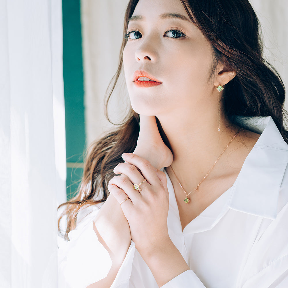 14k 18k peridot A+++ chain gold necklace gift rough diamond