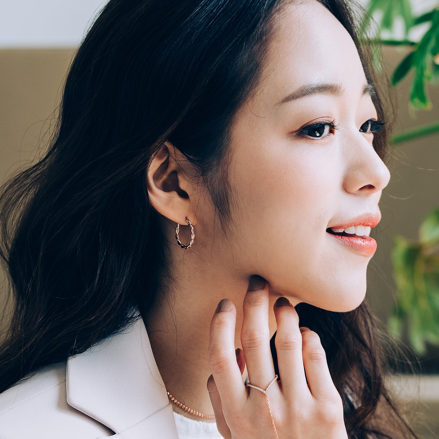 14k twist gold hoop earrings 18k women handmade korea jewelry gift for her