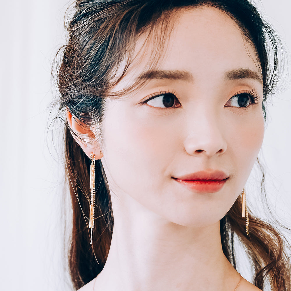 14K long chain gold earring bold women 18K earring jewellery jewelry