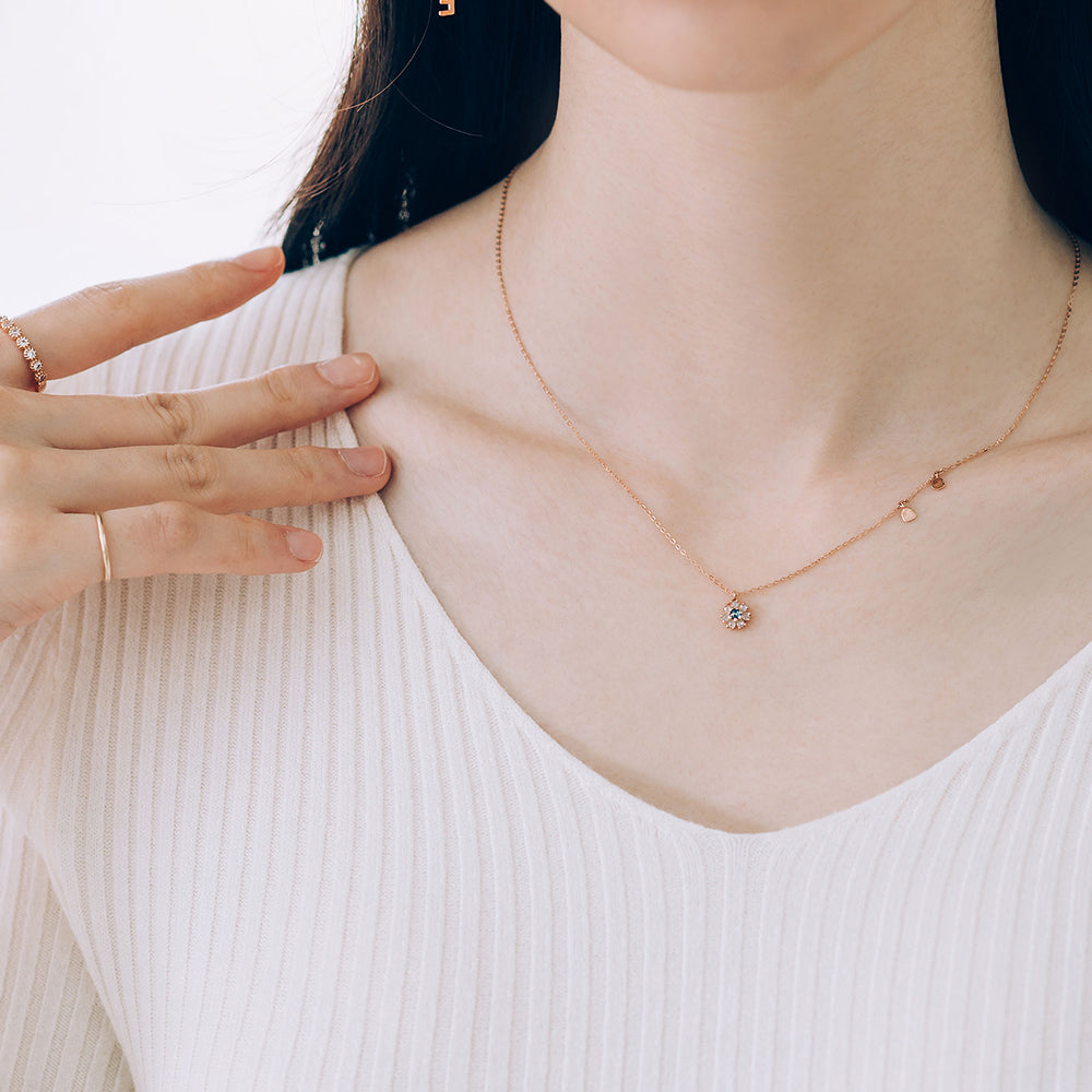 flower design necklace rough diamond A+++ gold 14K 18K