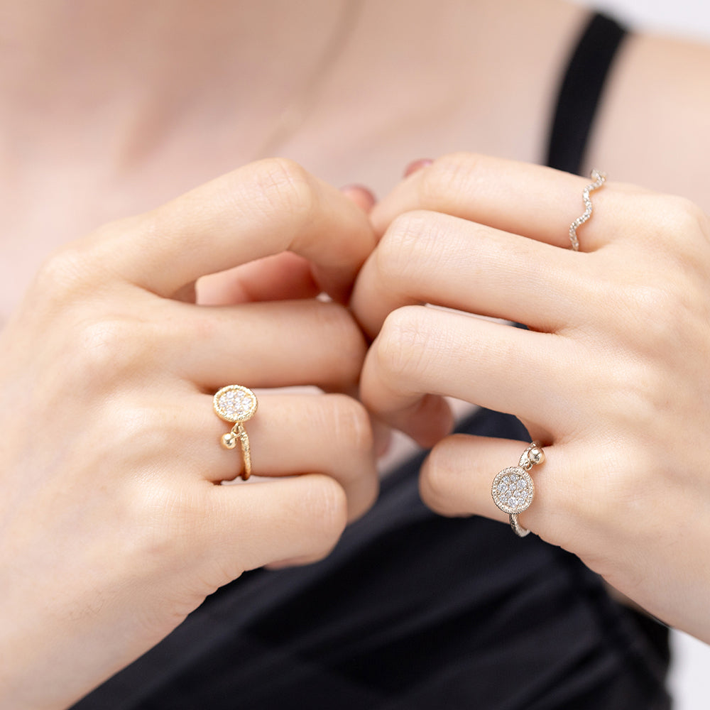 gold diamond wedding charm Dangle Ring vintage handmade korea ring 14k 18k