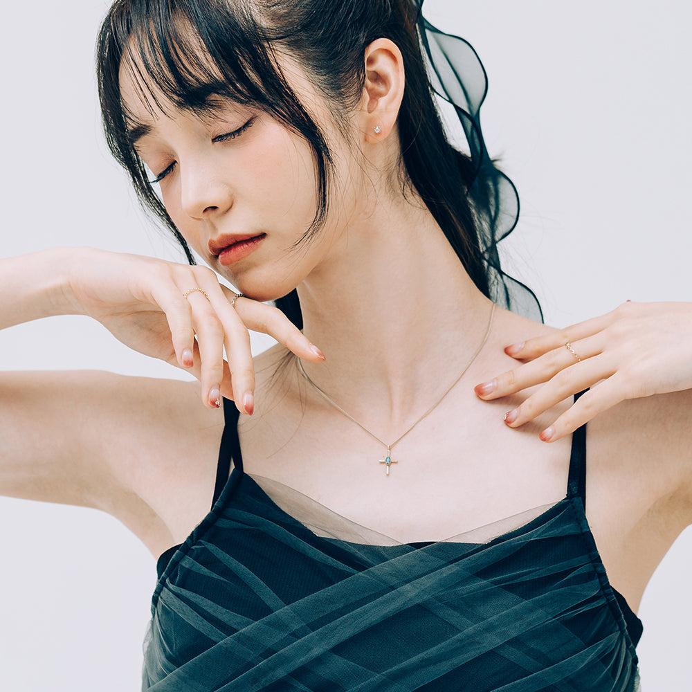 gold 14k 18k cross necklace turquoise ruby anniversary gift