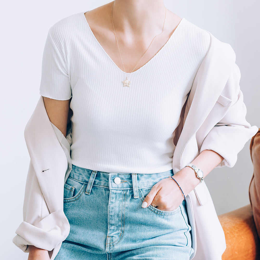 14k 18k long gold necklace 55cm 21.5" gift korea jewerly jewellery