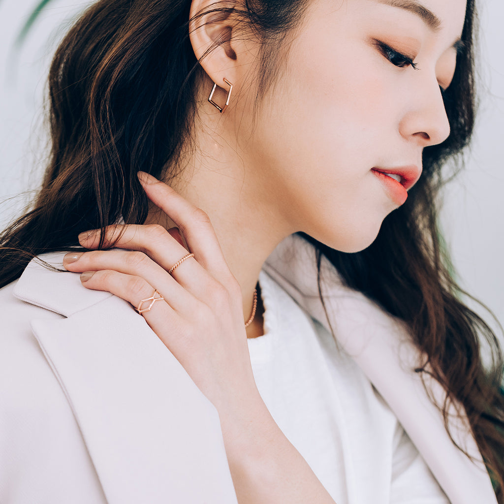 14k 18k gold one-touch hoop gold earring 585 750