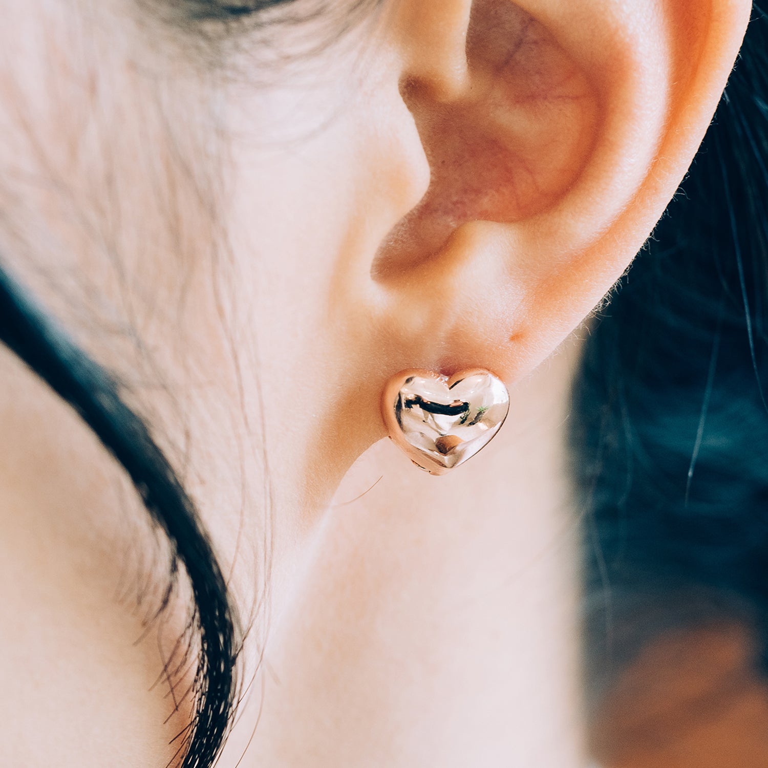 14k 18k gold one-touch hoop earring heart unique women custom jewerly