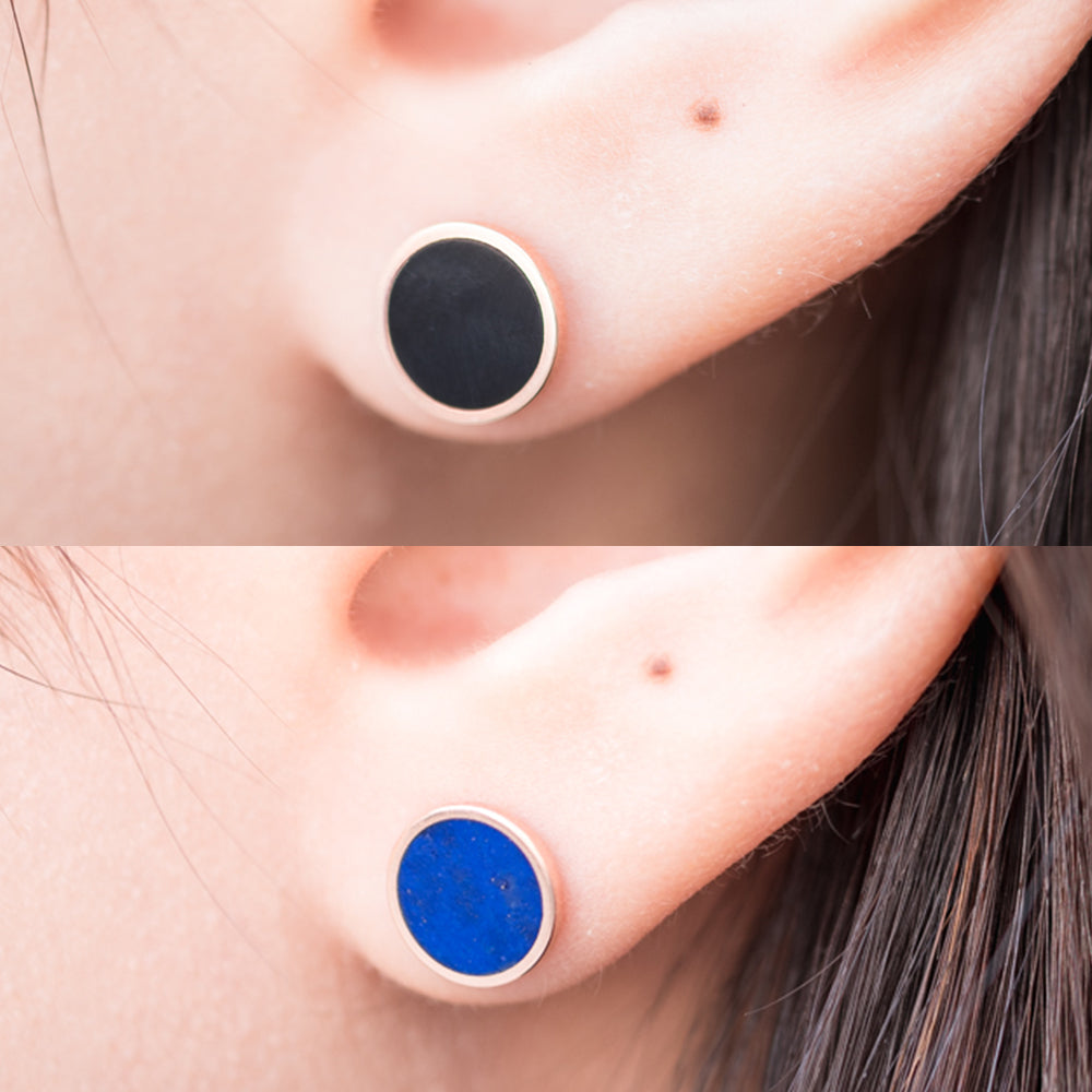14K piercing 18K natural stone errings lapis onix shell inlay jewelry
