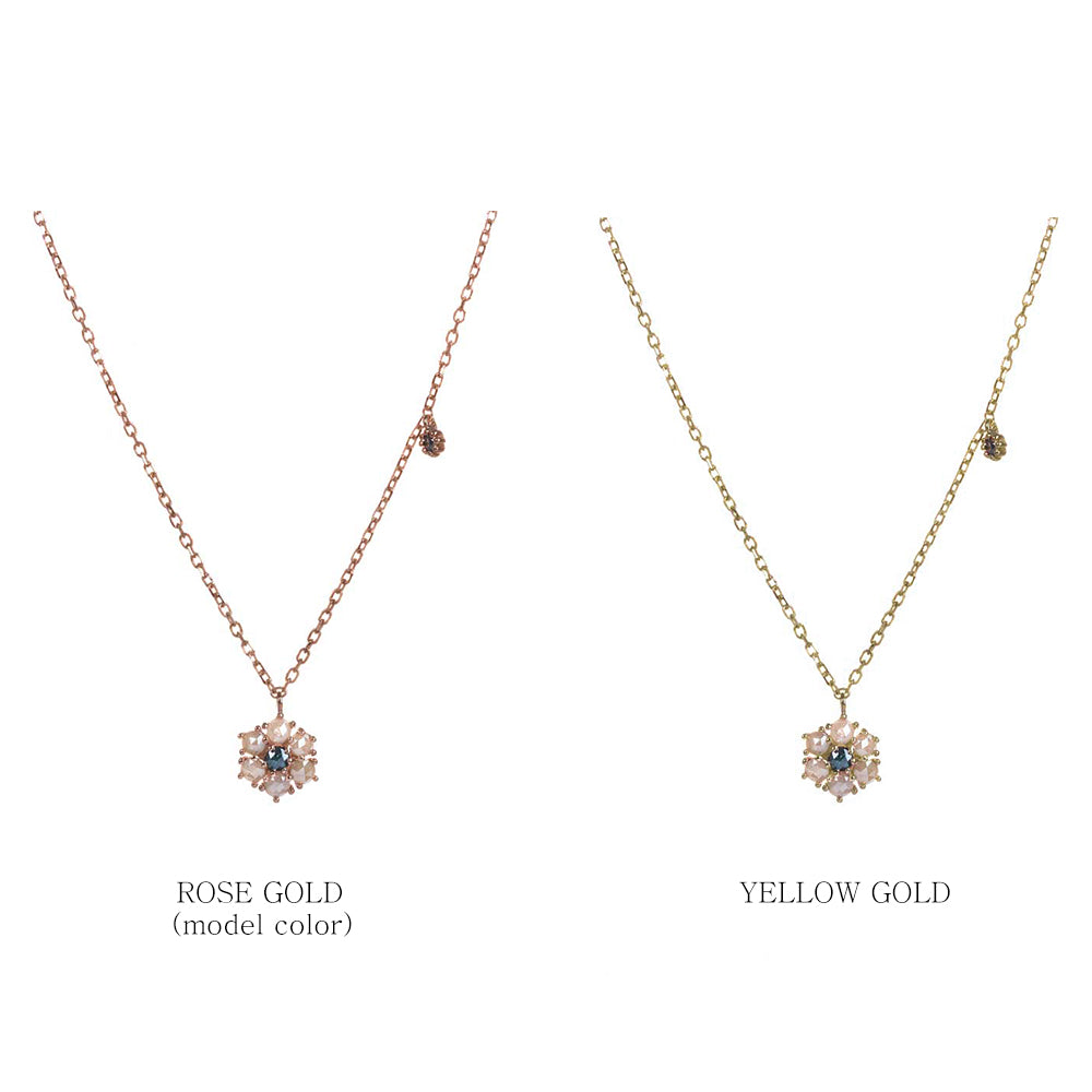 14K 18K grey blue rough diamond A++ GOLD Necklace flower