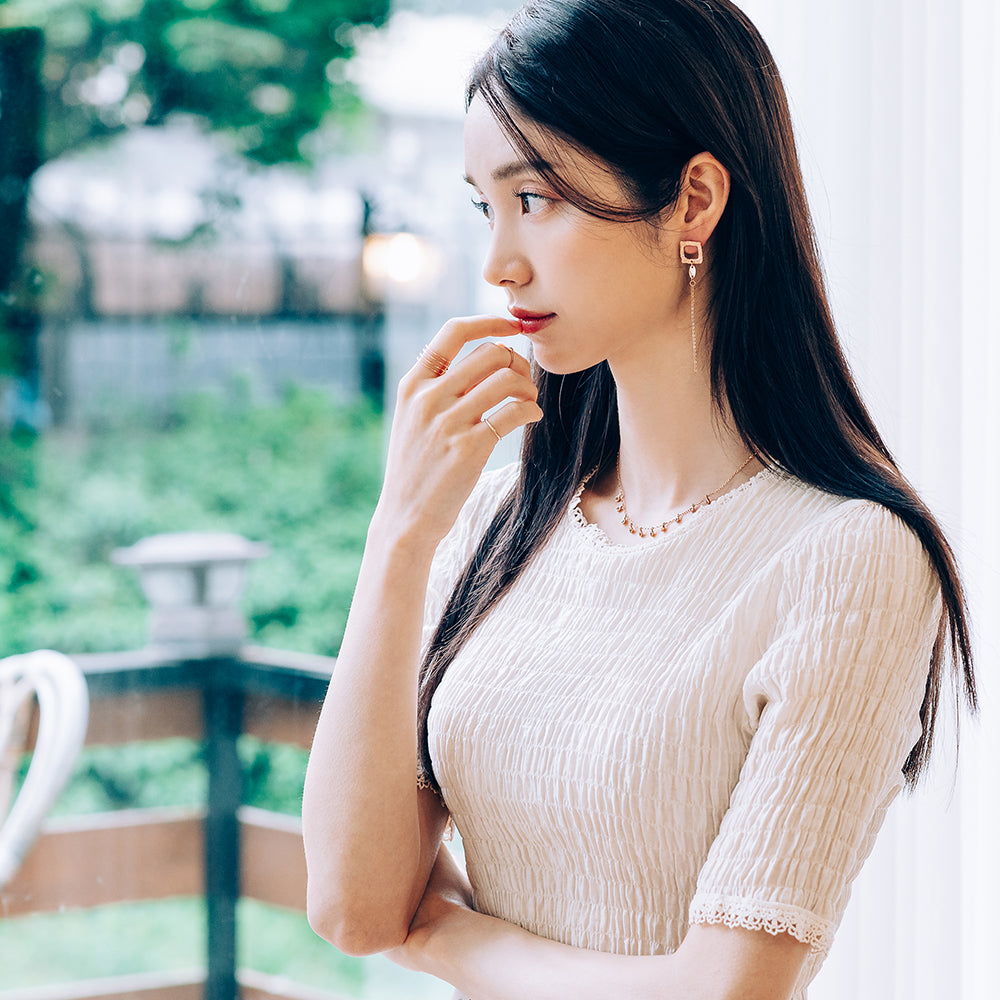 GOLD 14k 18k drop necklace brown stone anniversary girt