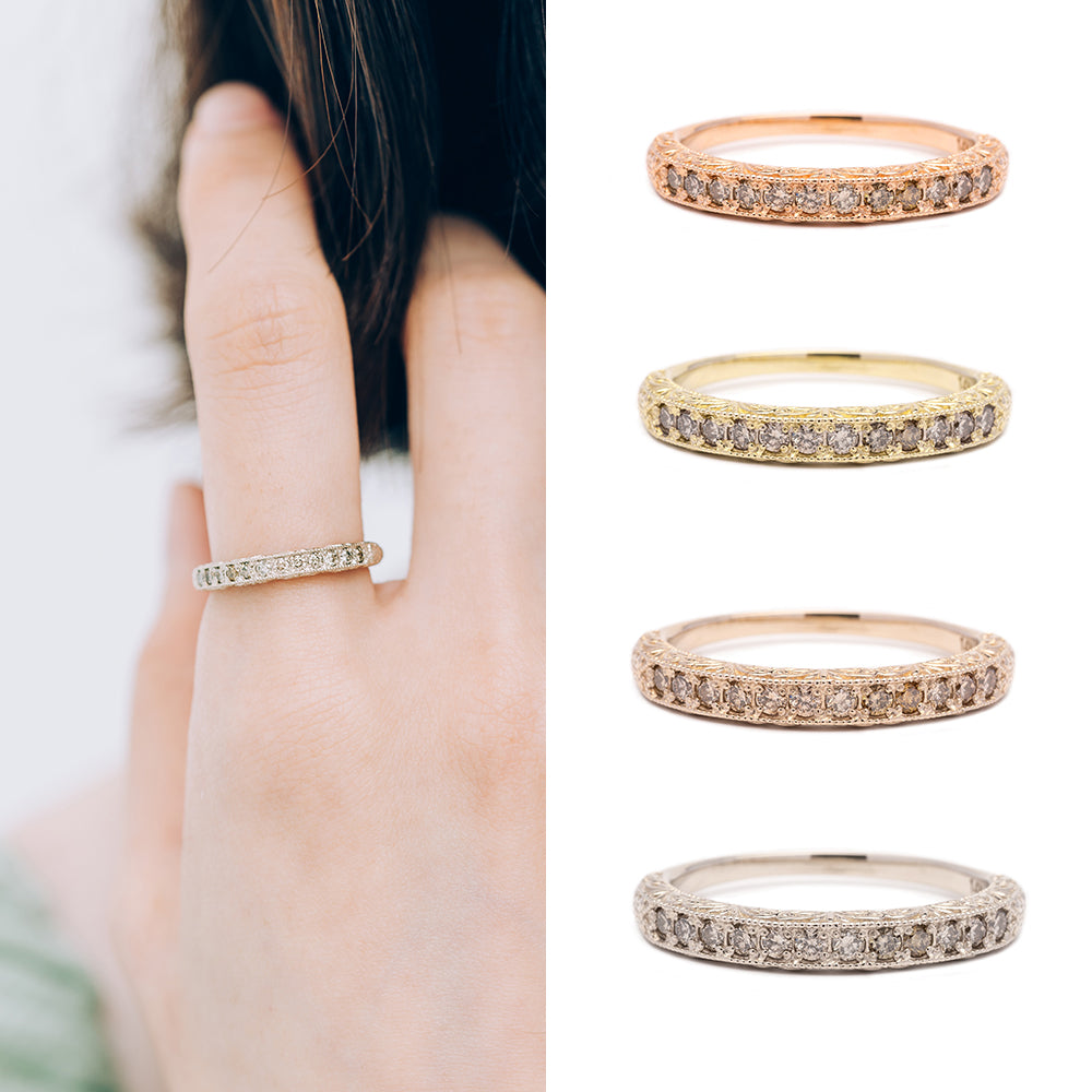 14k 18k gold diamond wedding ring multi cognac diamond anniversary gift