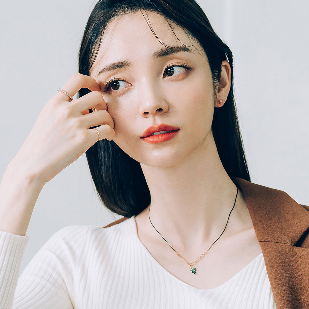 green diamond A+++ cactus gold necklace 14k 18k