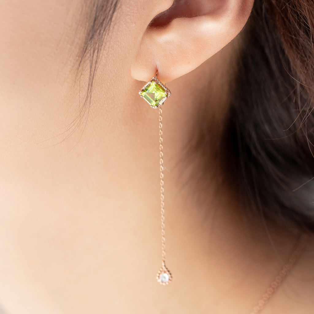 14k 18k Peridot rough diamond A+++ GOLD K jewerly earring