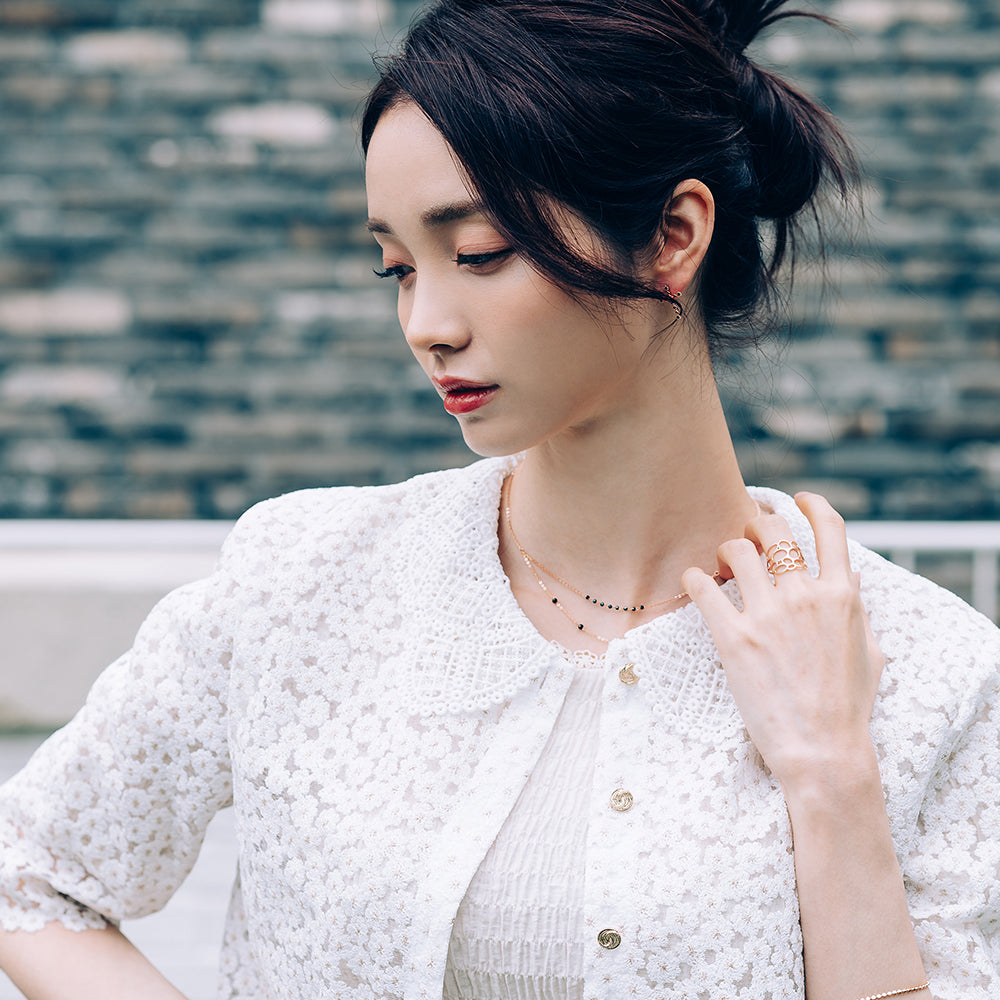 natural spinel 14k 18k gold necklace Two-layer chain necklace