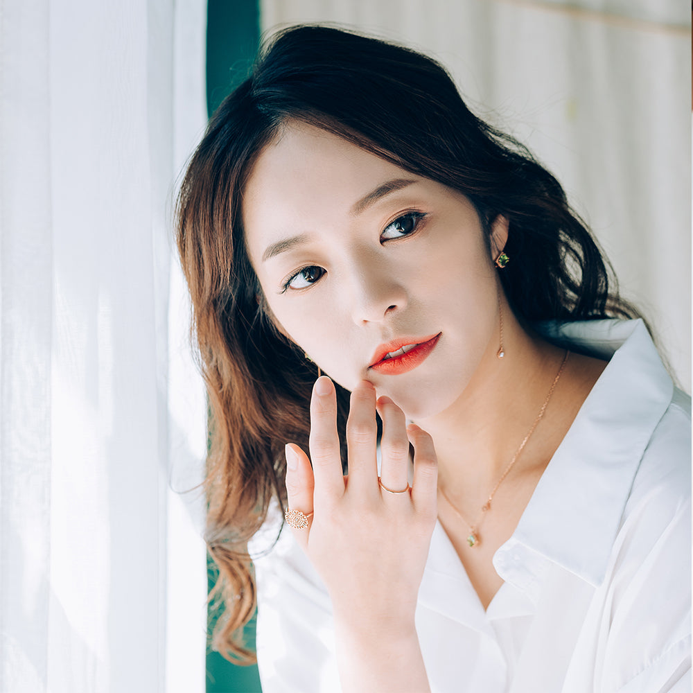 14k 18k peridot A+++ chain gold necklace gift rough diamond