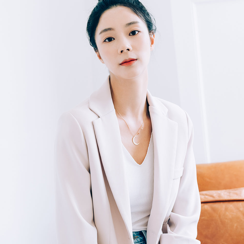 14k 18k GOLD long necklace 45cm 17.5" moon star chain daily necklace