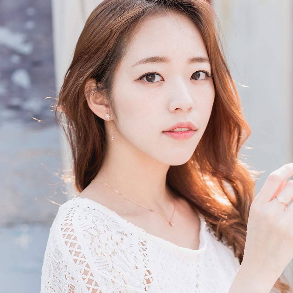 diamond earring 14k 18k gold earring flower dia drop earring