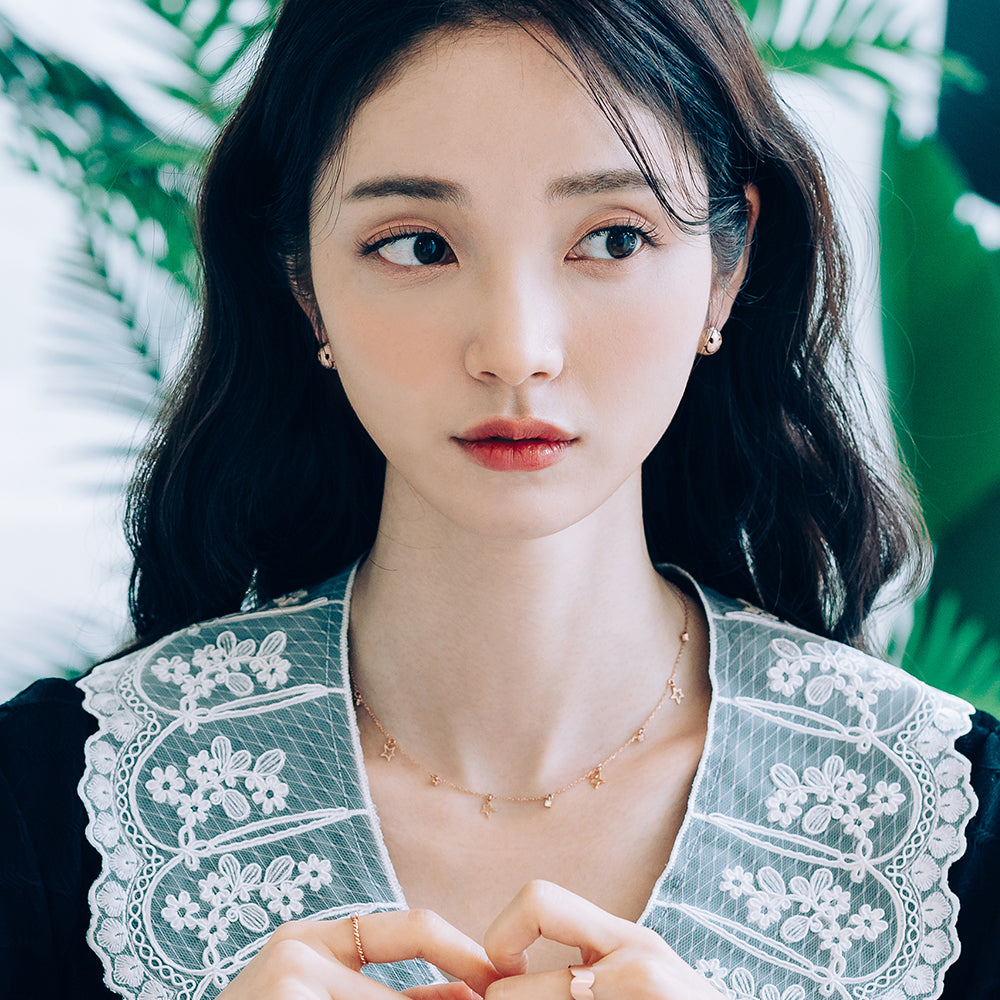 star chain necklace signity gold chocker 14k 18k girlfriend gift