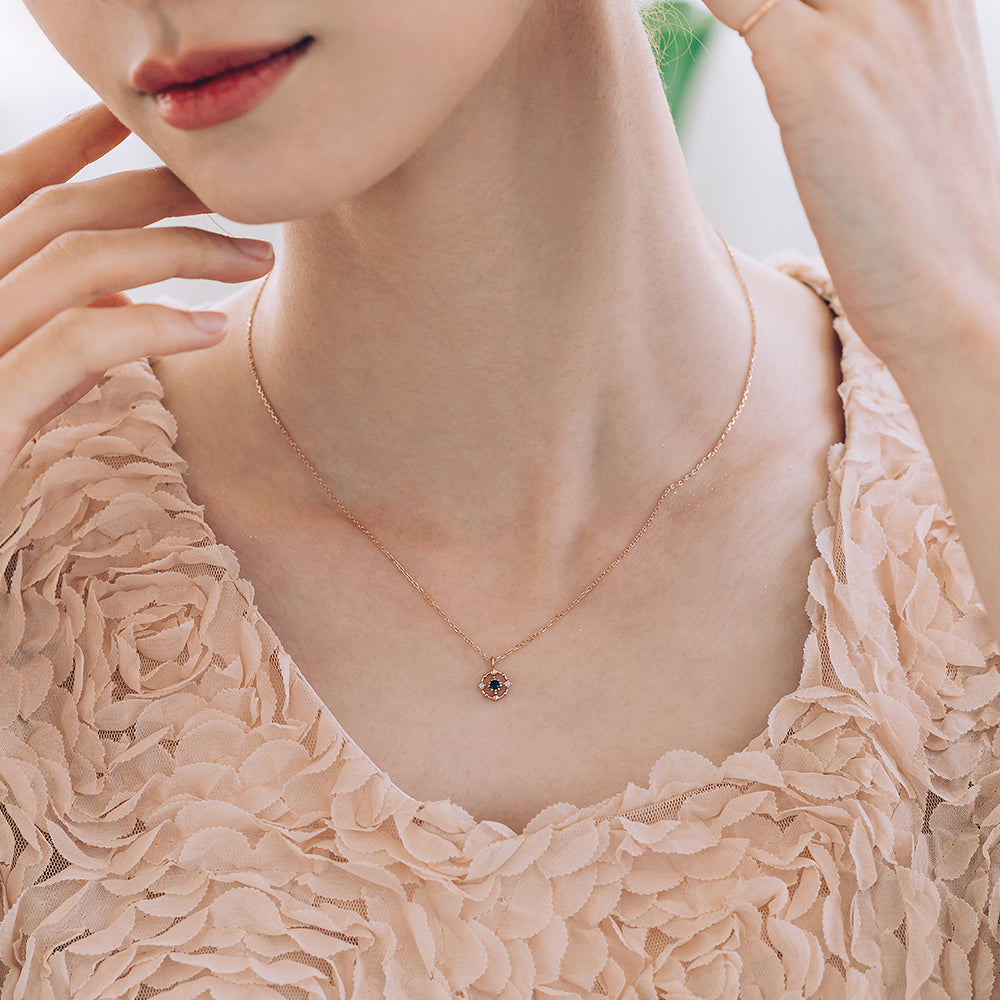 Sapphire Grey diamond A+++ Gold 14K 18K necklace korea jewerly