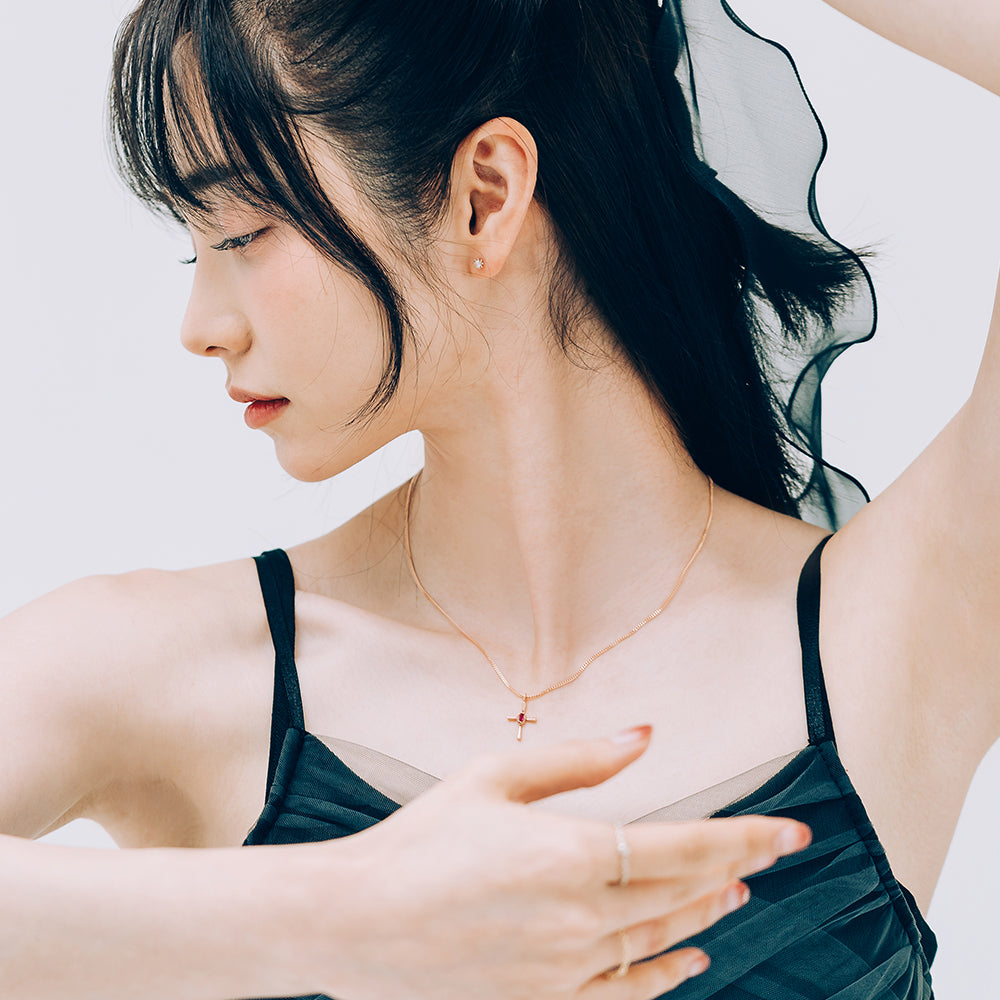 gold 14k 18k cross necklace turquoise ruby anniversary gift