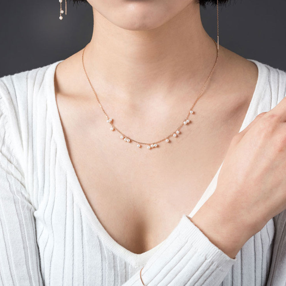 14K 18K Pearl NECKLACE daily drop anniversary gilft anniversary