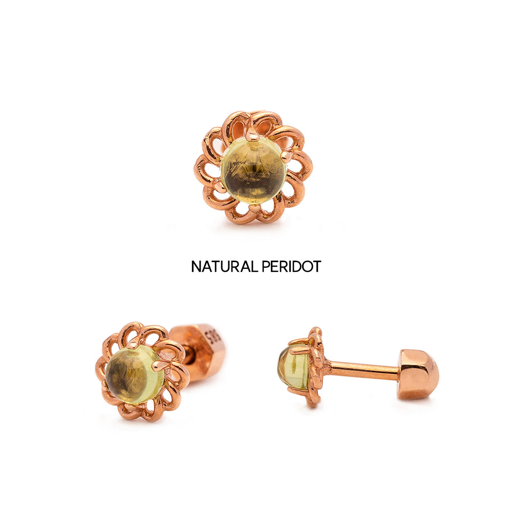 14K 18K gold piercing errings natural stone simple custom jewerly