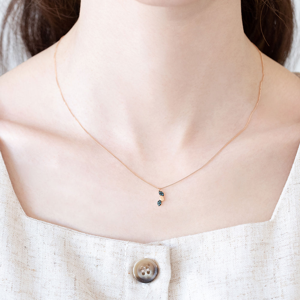 blue diamond A+++ GOLD leaf necklace simple daily wear