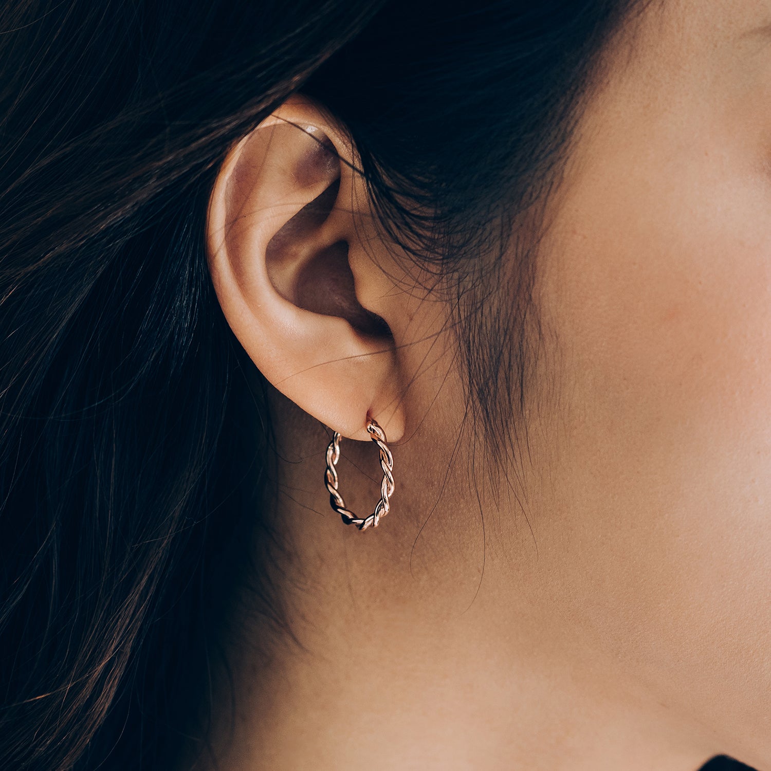 14k twist gold hoop earrings 18k women handmade korea jewelry gift for her