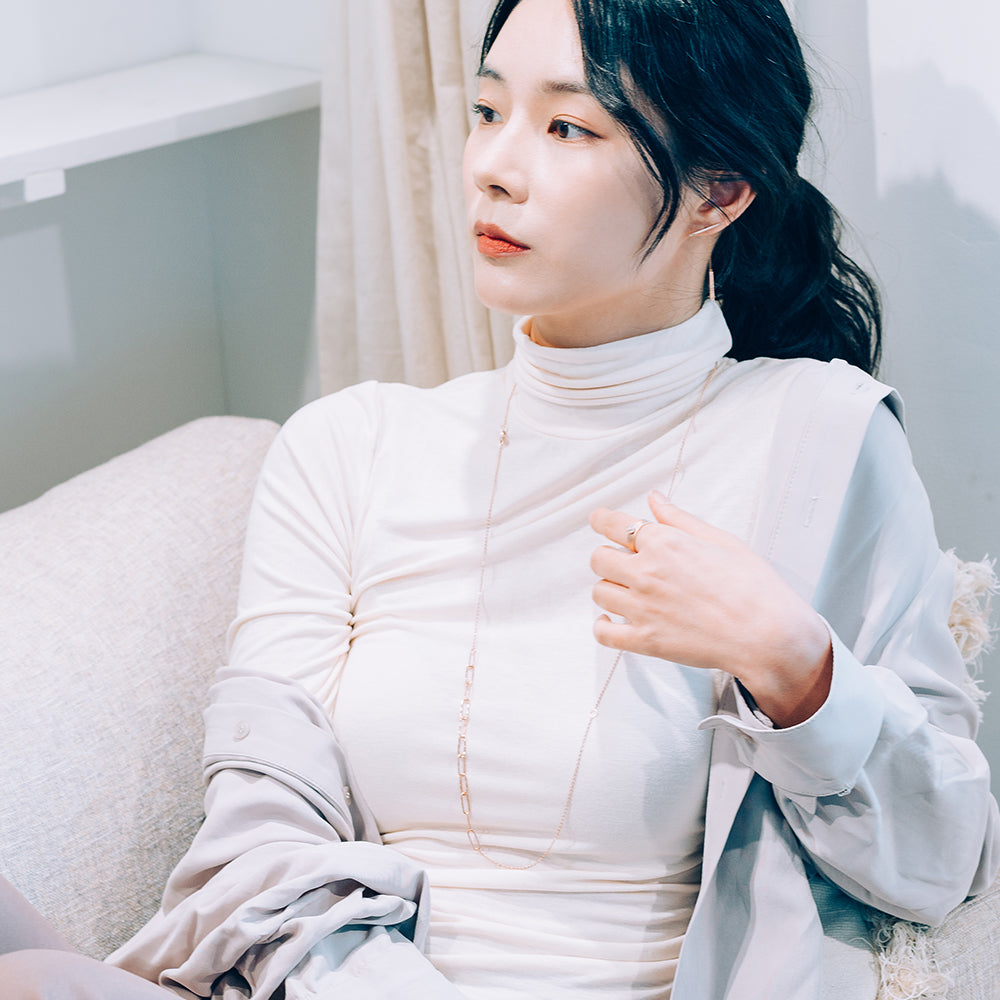 14k 18k gold long necklace mului-way 85cm 33.5" luxury gold anniversary gift