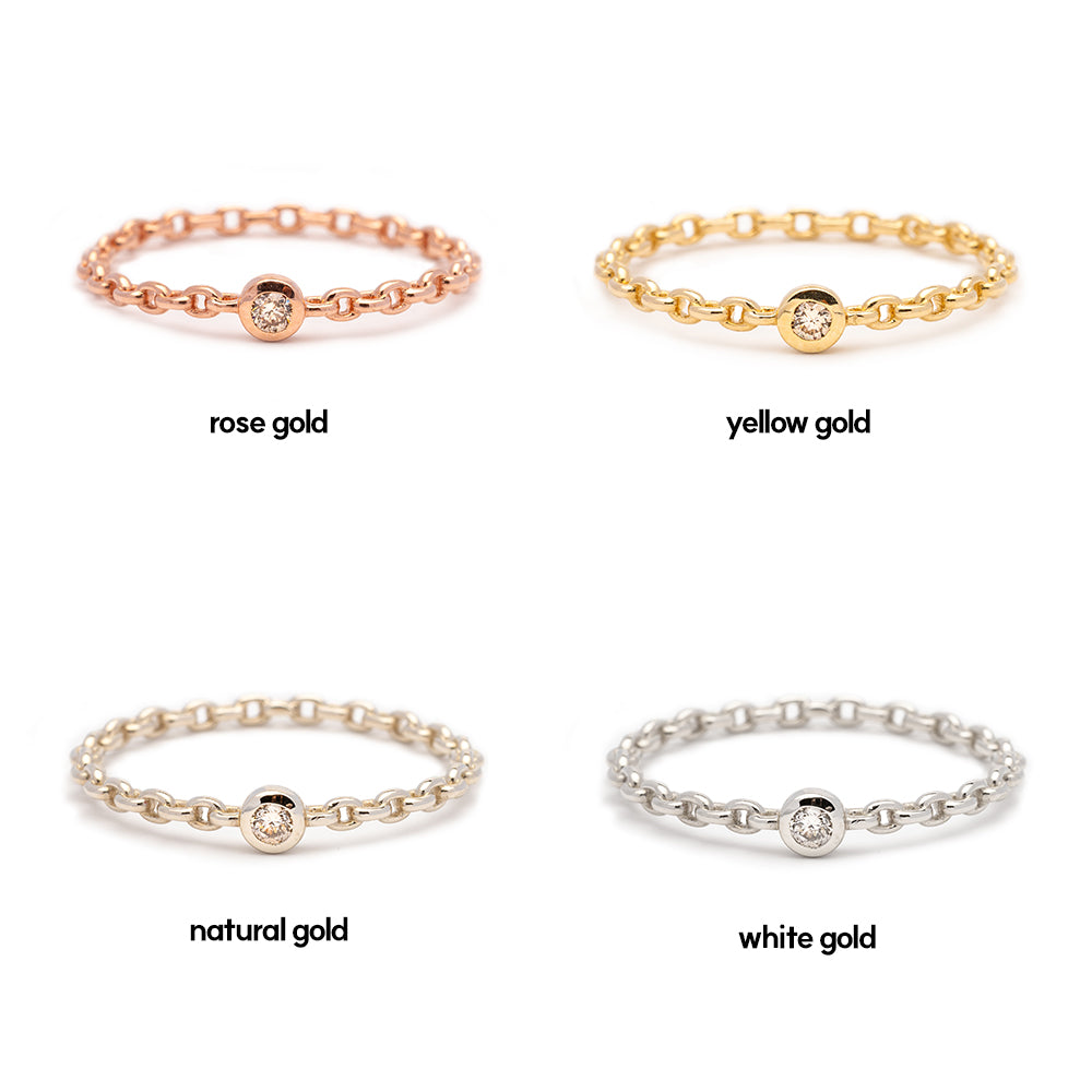 gold diamond chain ring cognac A+++ couple ring