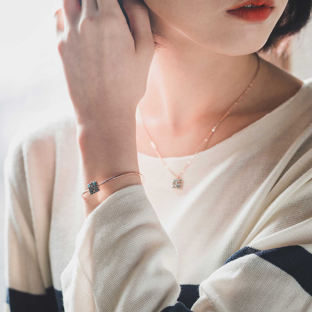 Blue diamond A+++ NECLACE 14K 18K anniversary gift