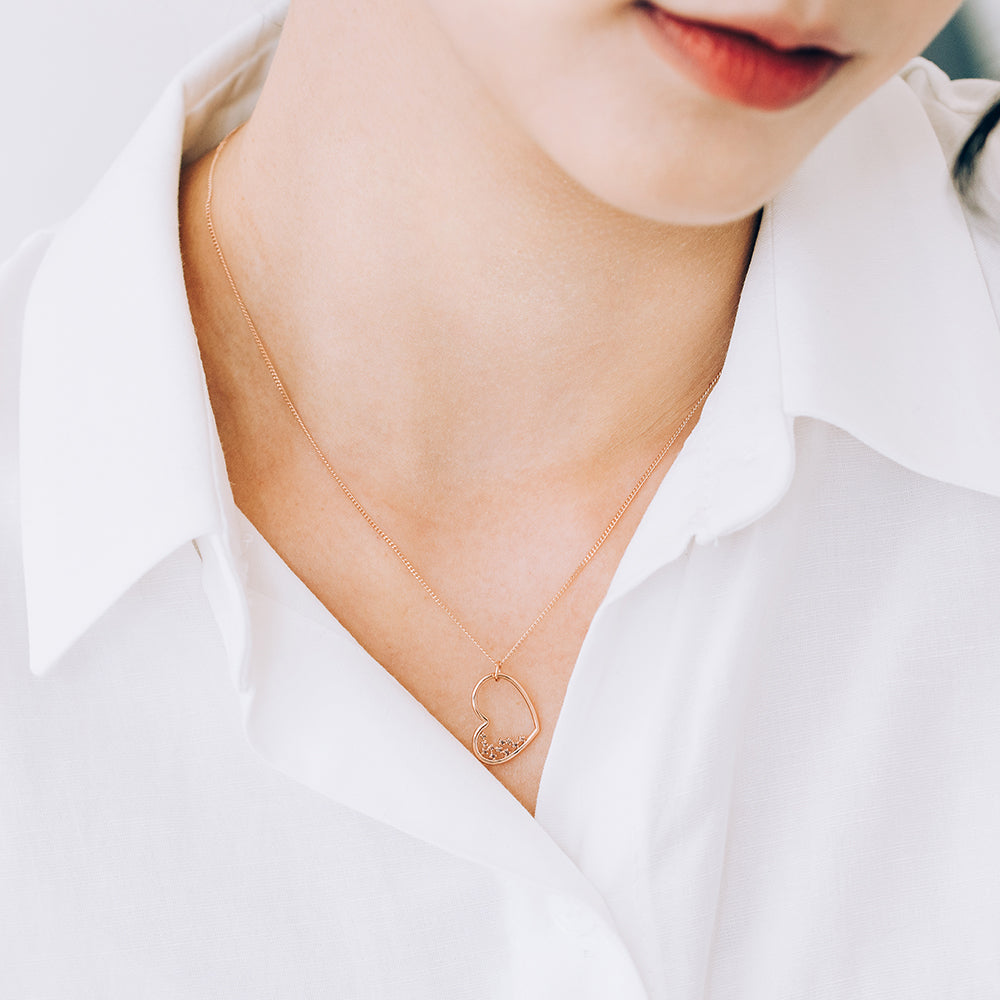 14k 18k heart diamond A+++ GOLD necklace propose wedding anniversary gift