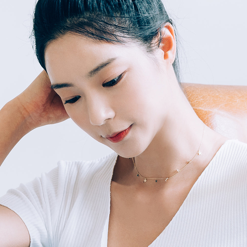 gold star chocker necklace 14k 18k GOLD girt 20s30s daily simple