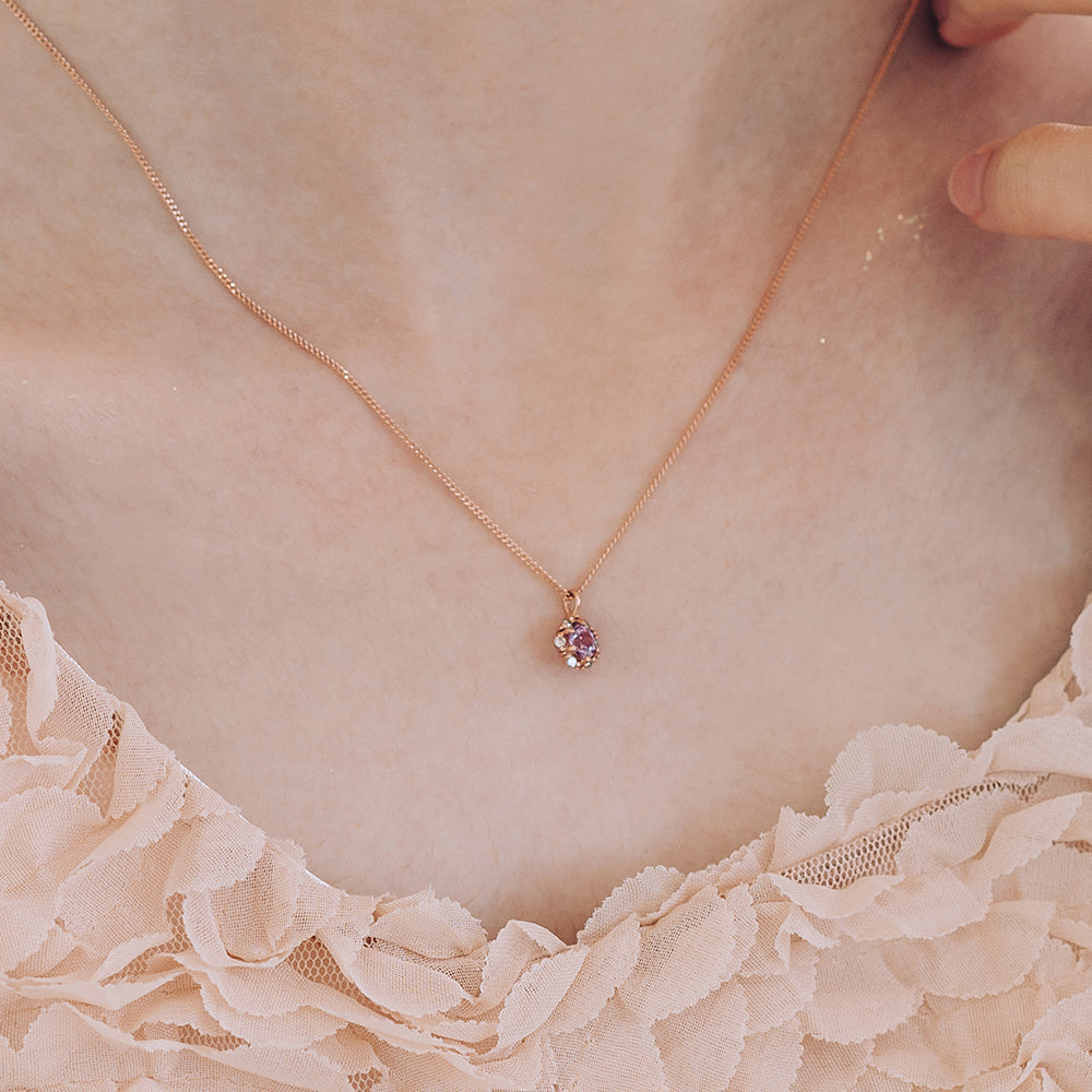 pink sapphire cognac diamond A+++ gold 14k 18k necklace gift bridal