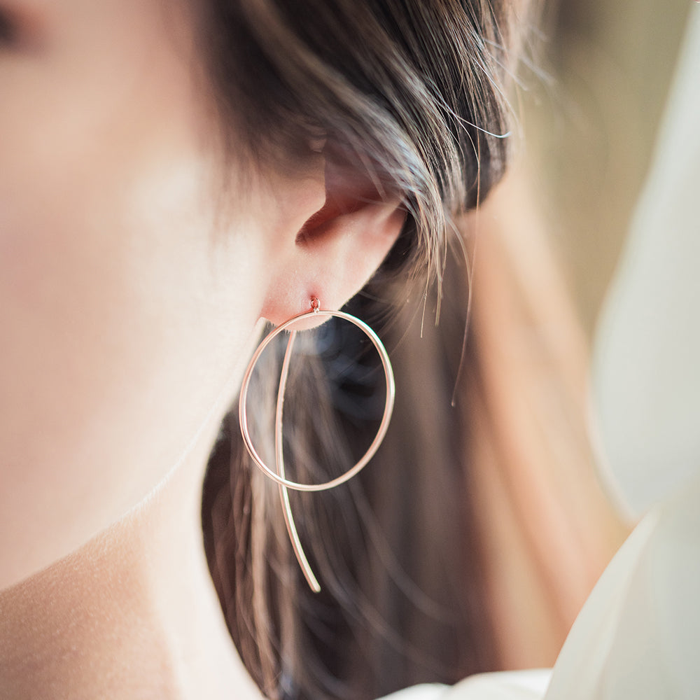 14k gold drop earrings 18k round ring earring long women 585 750 gift