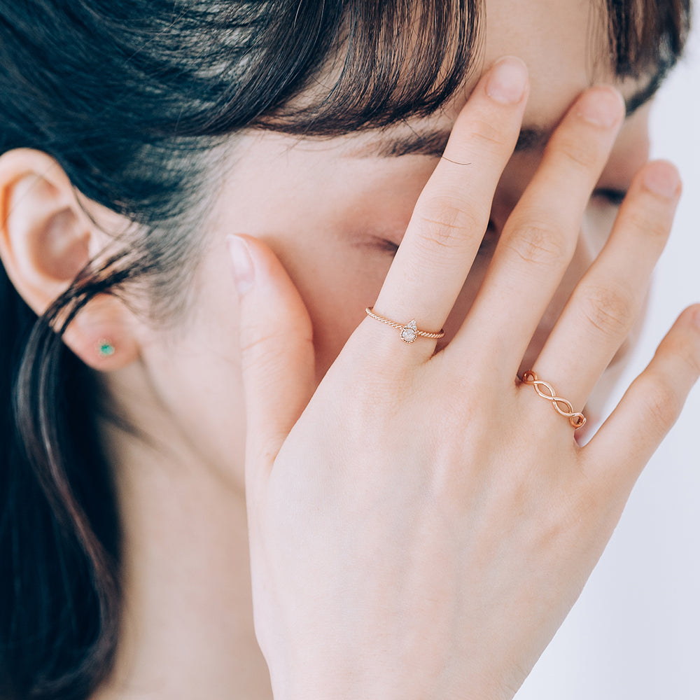 water drop design ring diamond A+++ elegant luxurious wave band 14k 18k gold