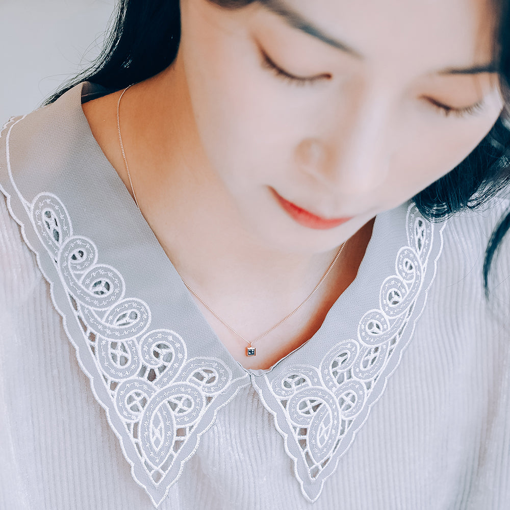 14k 18k small pendant blue diamond A+++ necklace