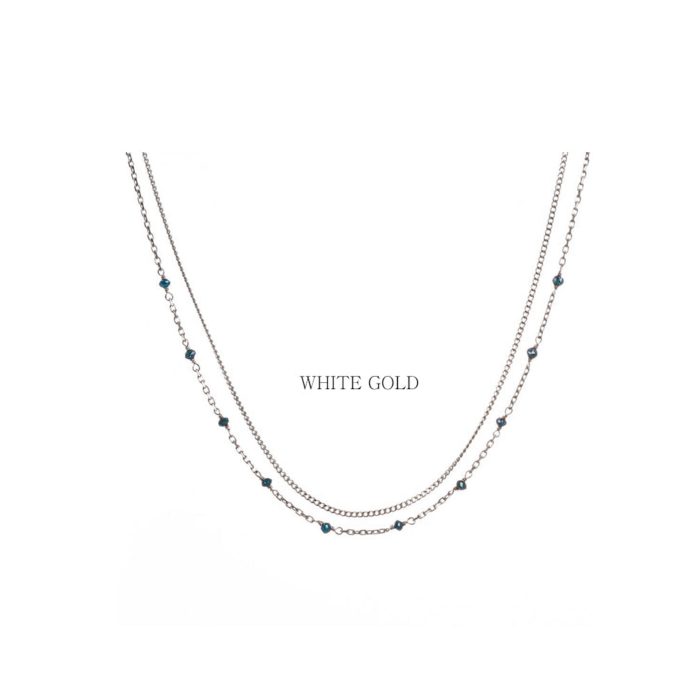 14K 18K Gold Double Layer Diamond Necklace Everyday Layered Necklace
