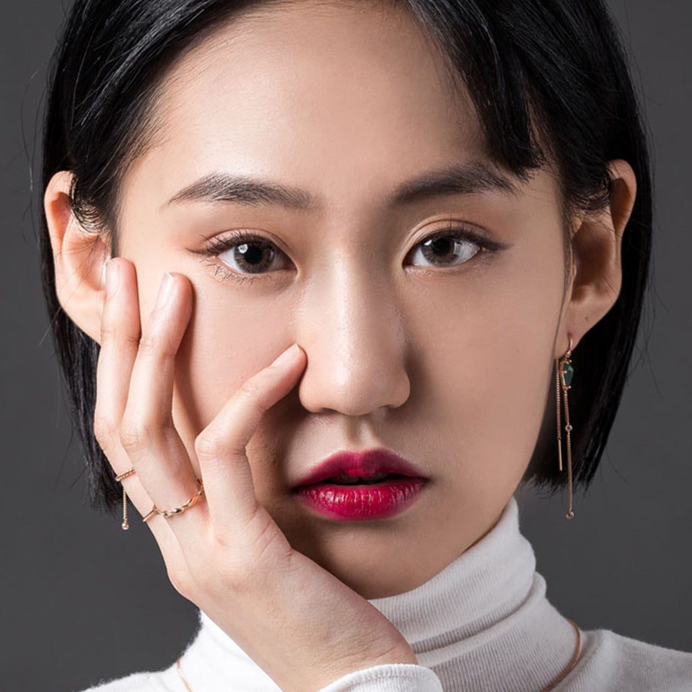 14k 18k gold chain green onix earring  K jewellery jewelry