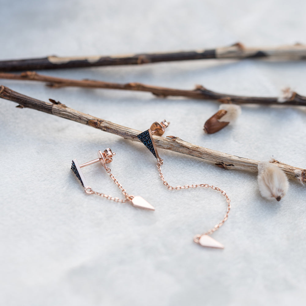 14k 585 blue diamond earring blueQ signity 18k 750 star K jewerly