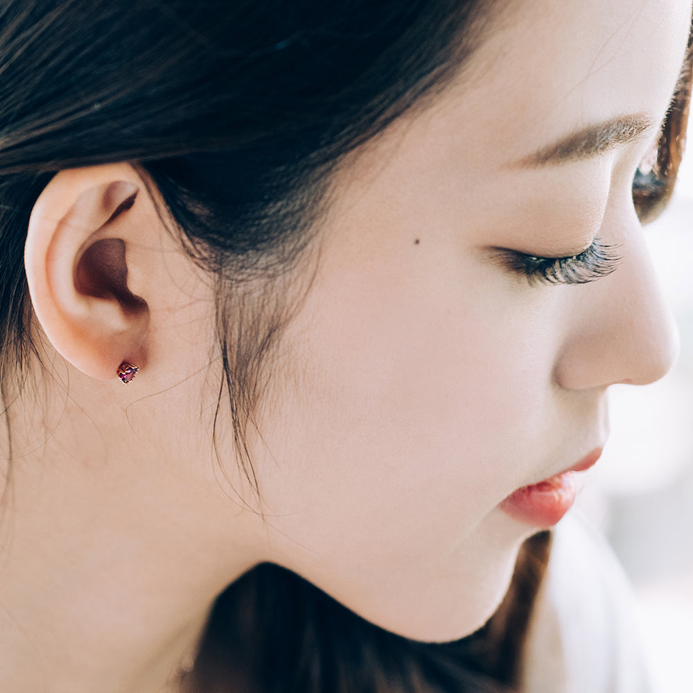 14K piercing 18K natural stone garnet errings simple gift K jewelry