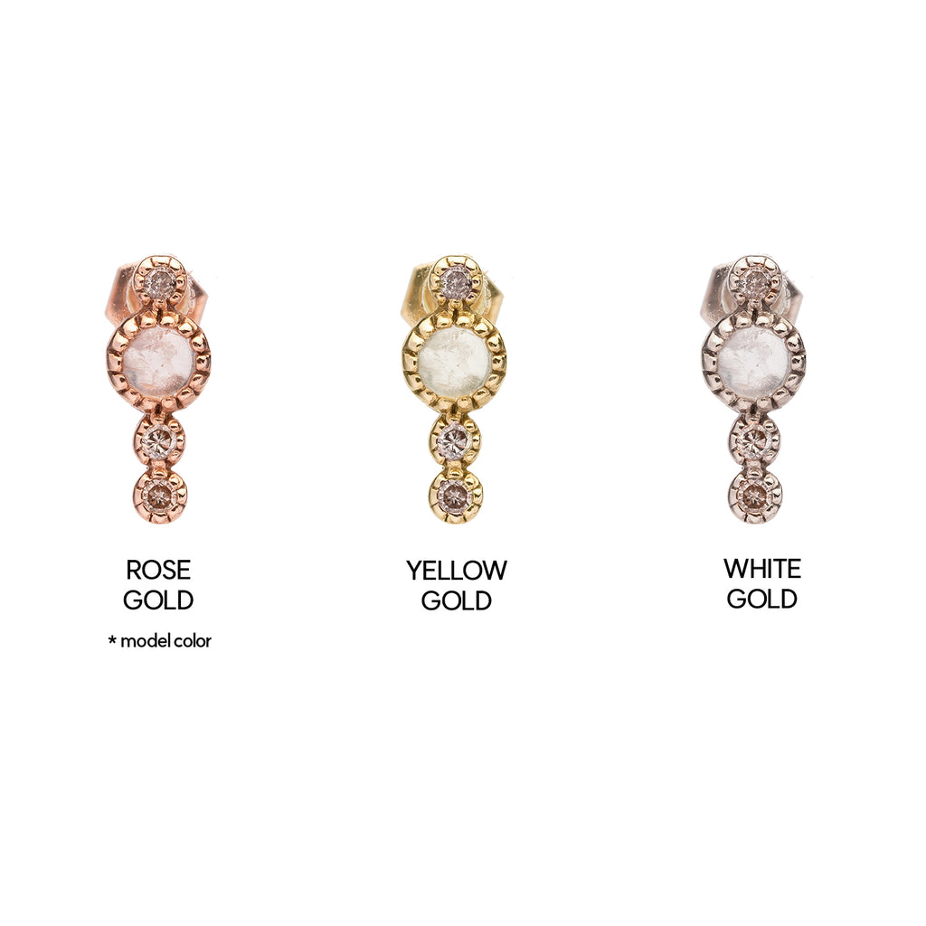 14K 18K gold diamond piercing errings moonstone natural custom jewerly