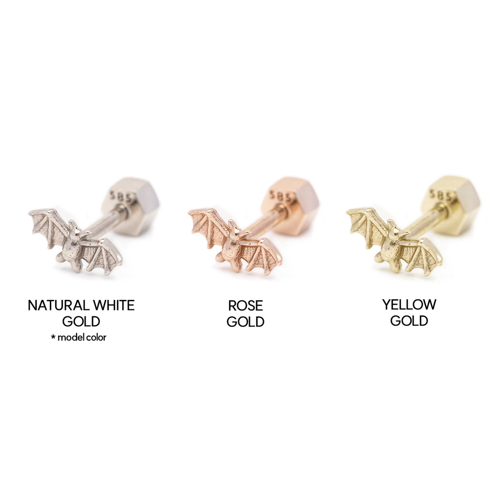14K 18K gold piercing errings gold animal bat small simple gift custom jewerly