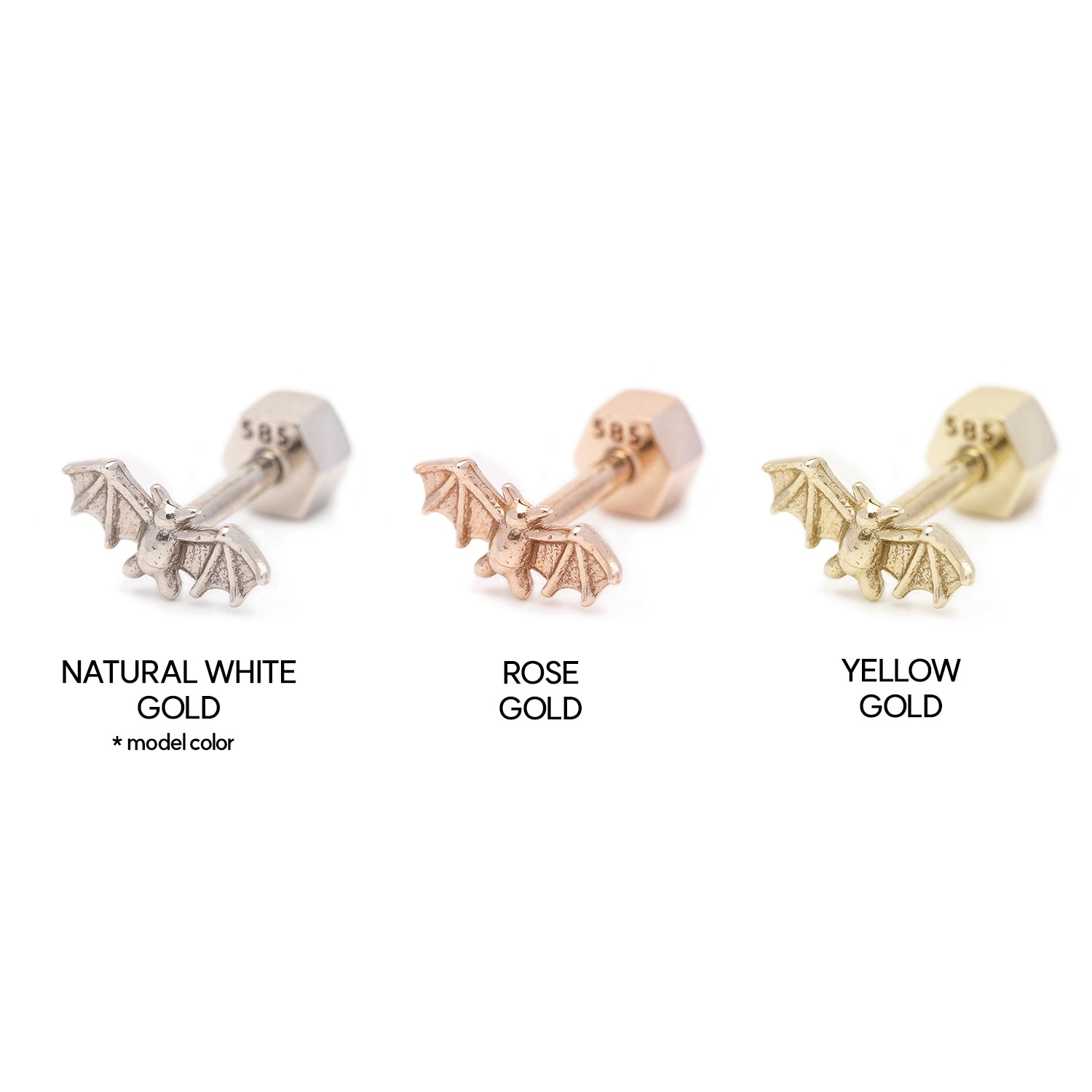 14K 18K gold piercing errings gold animal bat small simple gift custom jewerly