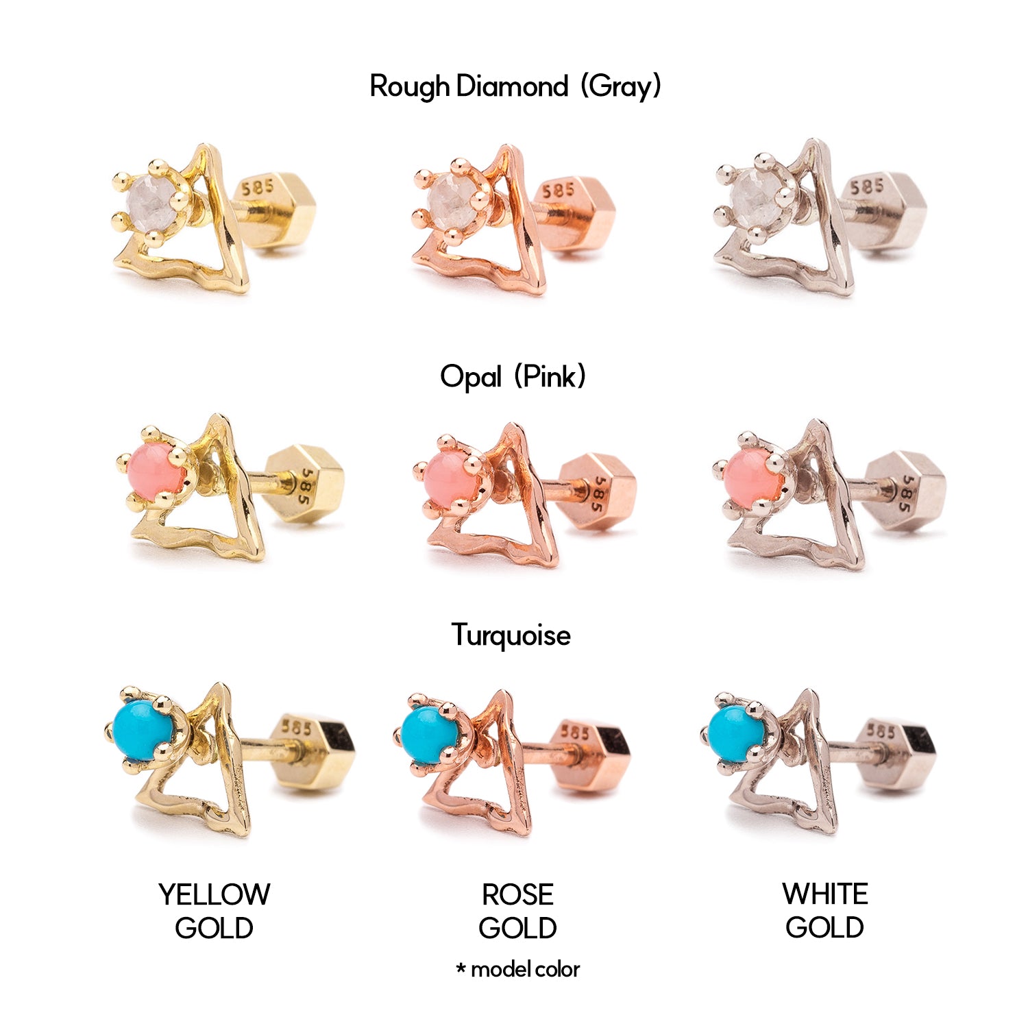 14K piercing 18K errings jewelry female simple gift opal turqoise