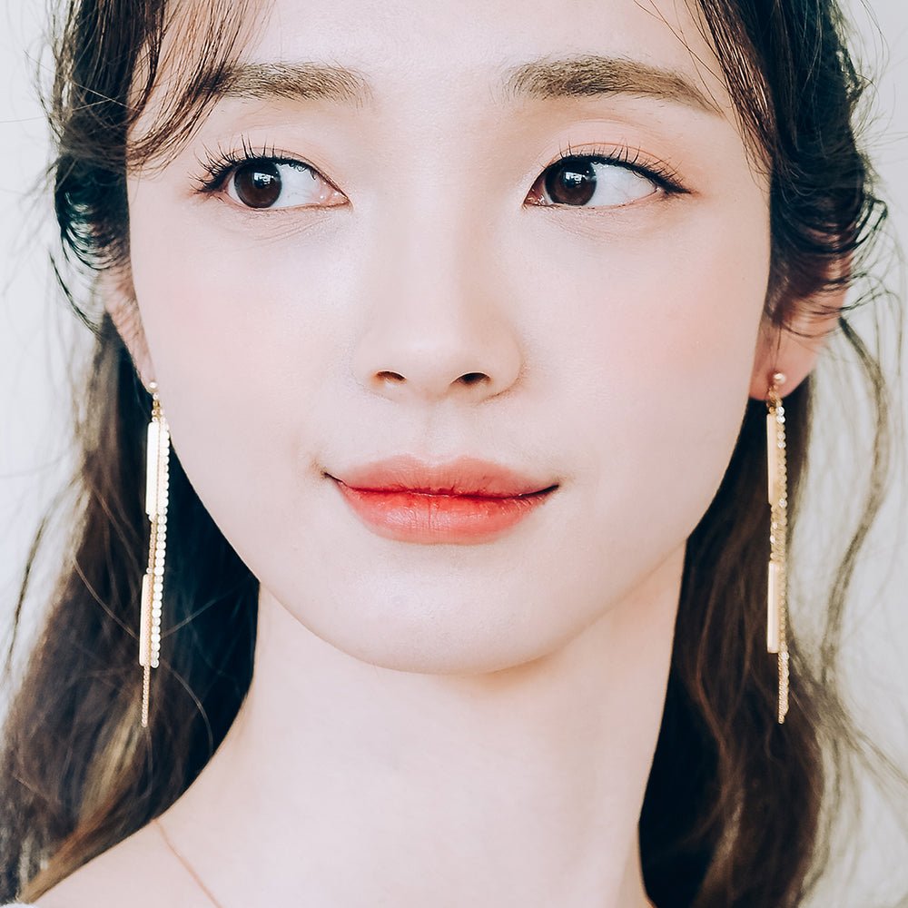 14K long chain gold earring bold women 18K earring jewellery jewelry